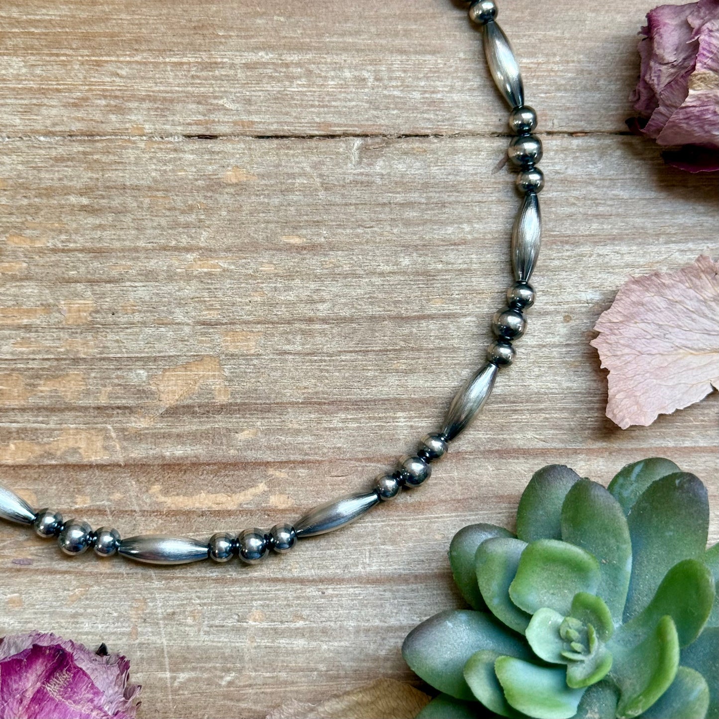 15" Torpedo Bead
Necklace - Sterling Silver