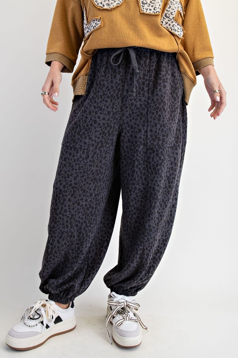 Animal Print Terry Knit Pants