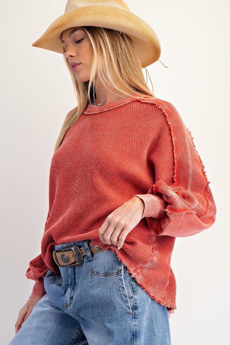 TEXTURED WASHED THERMAL PULLOVER