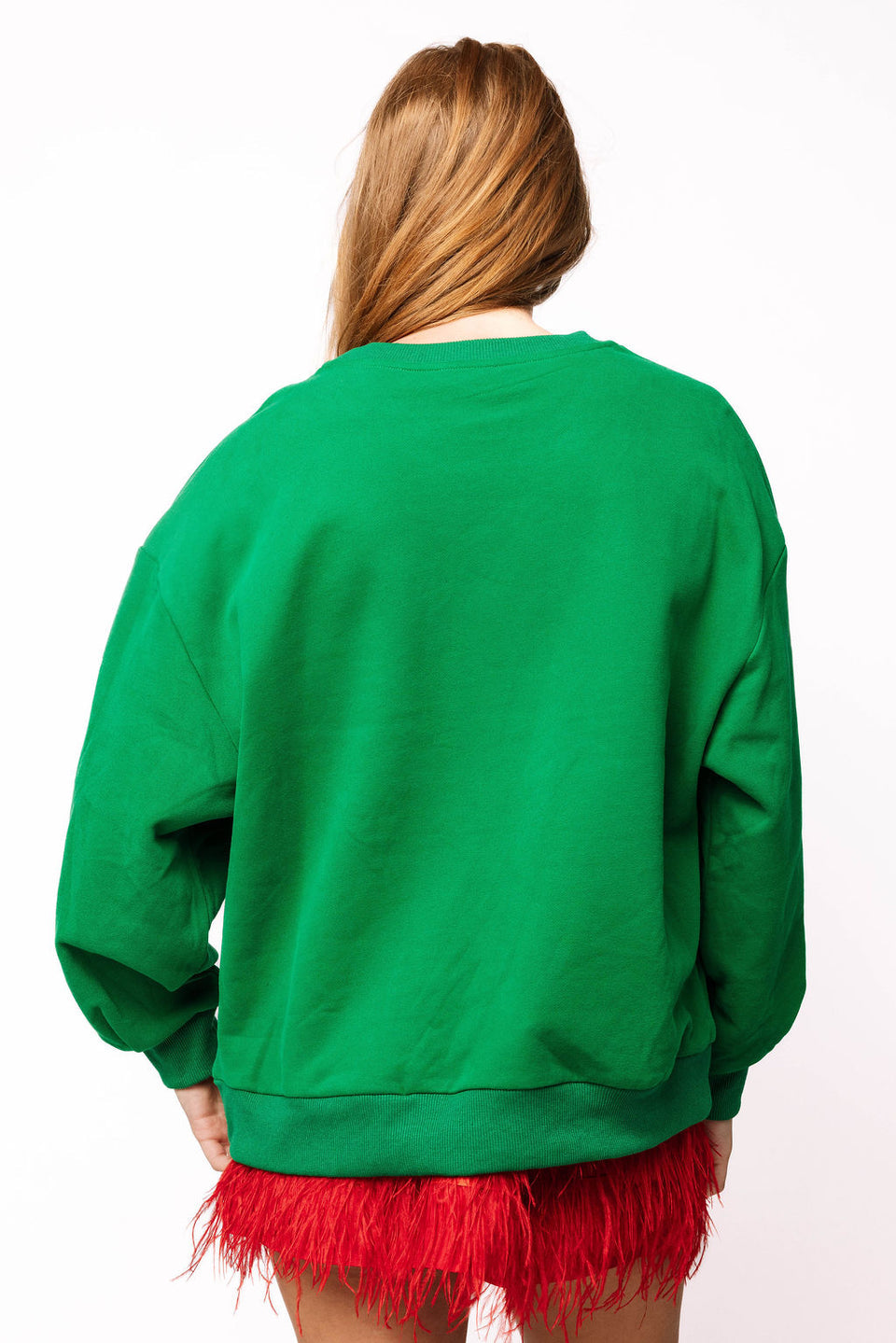 Queen Of Sparkles Green Rhinestone Rudolph Wearing A Wreath Sweatshirt