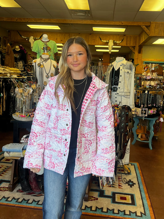 Koda Rider Fuchsia Quilted Snap Jacket