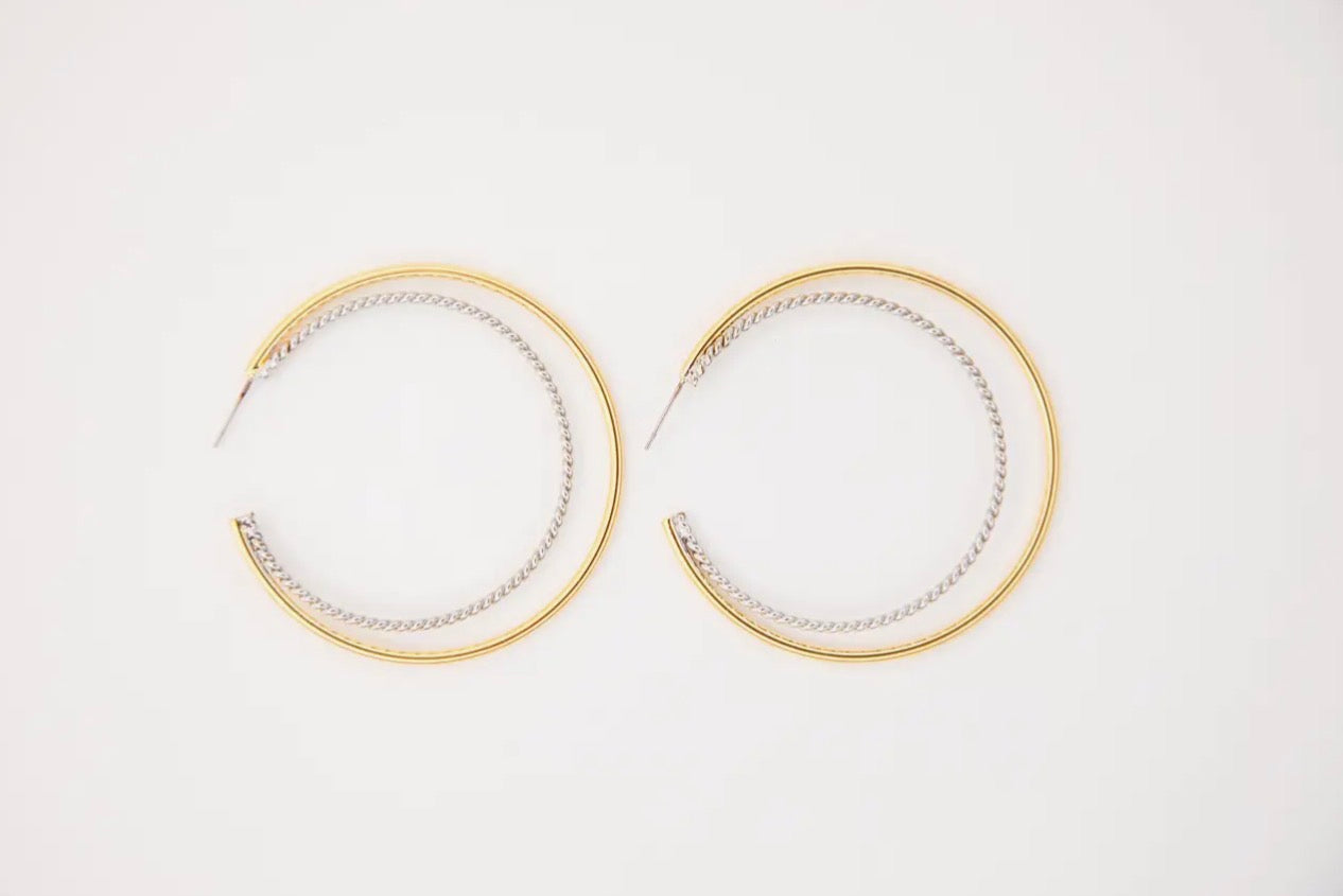 2.25" 18K Gold Plated Double
Hoop Earrings