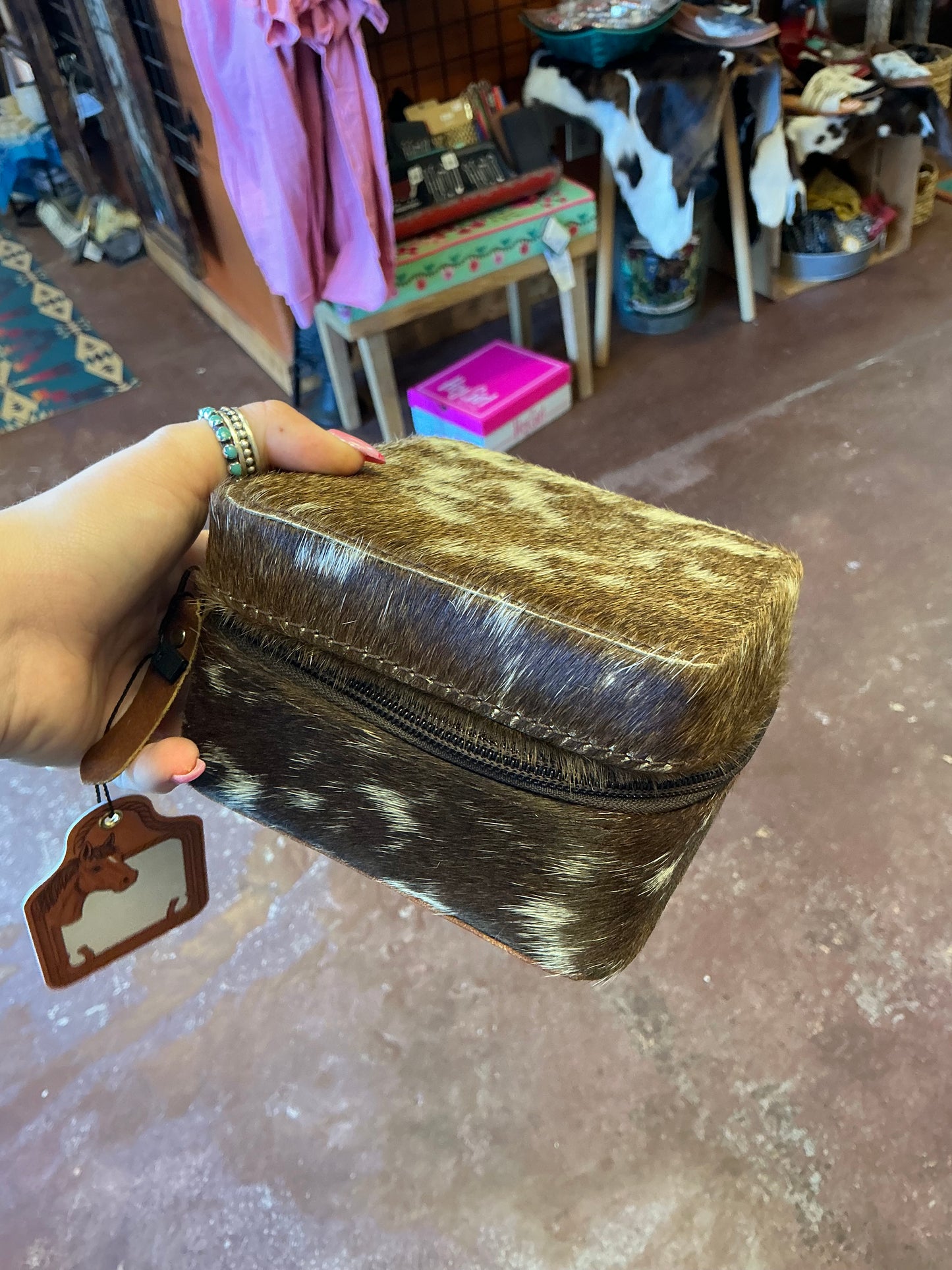 Cowhide Square Jewelry Box