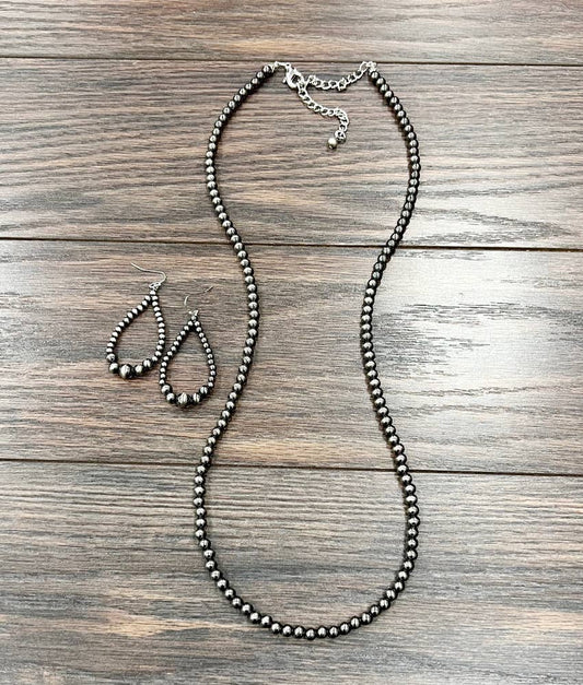 Alamo Polish Navajo Bead Necklace Earrings Set