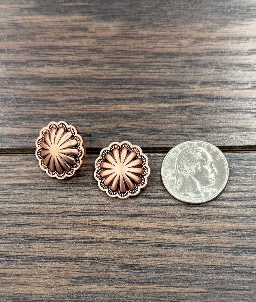 Brass Concho Stud Earrings