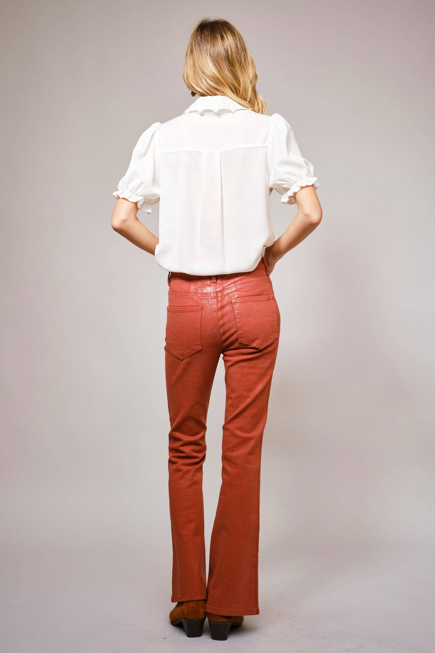 Pin Up Girl Cactus Print Lace Collar Blouse