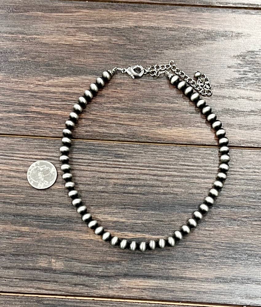734237, Handmade 16" 8mm Navajo Bead Necklace