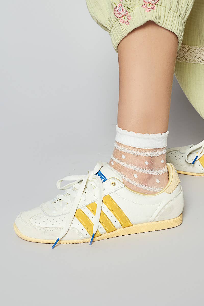 White dot see-through casual socks