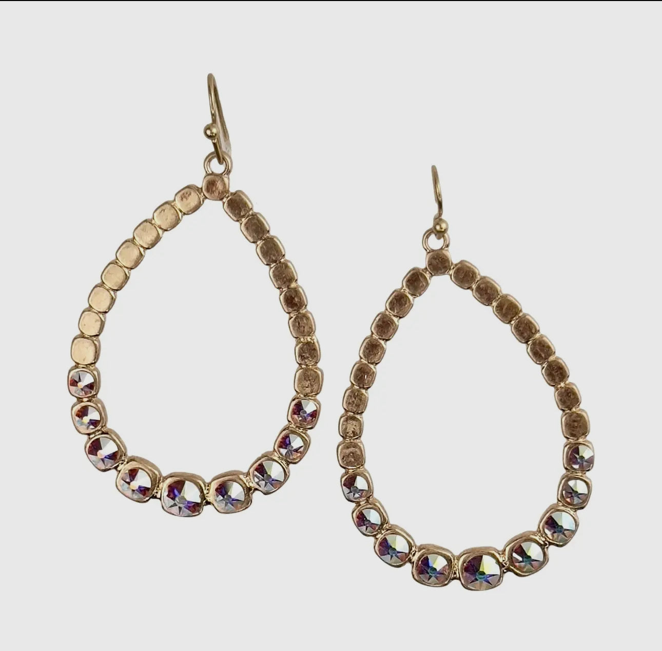 Matte Finish Teardrop Earring,
Austrian Crystals