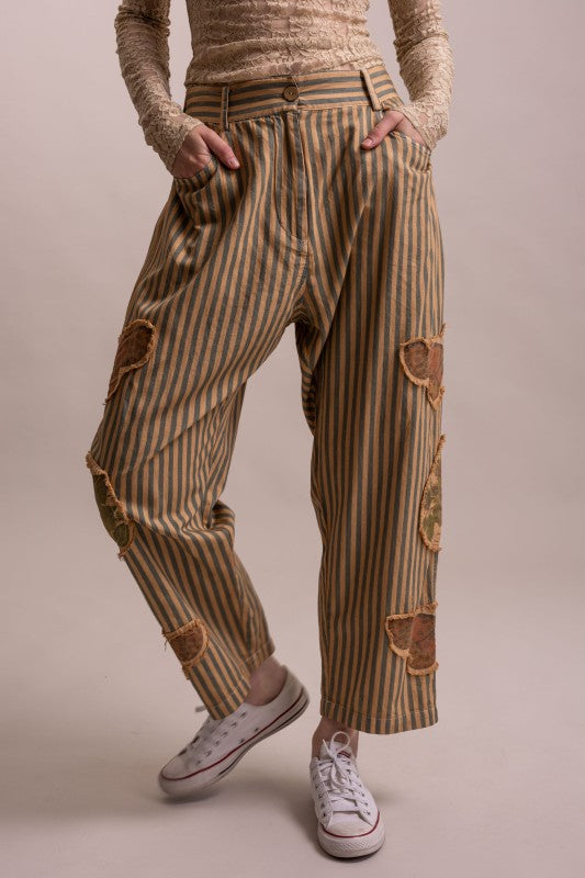 STRIPED PATCHWORK PANTS