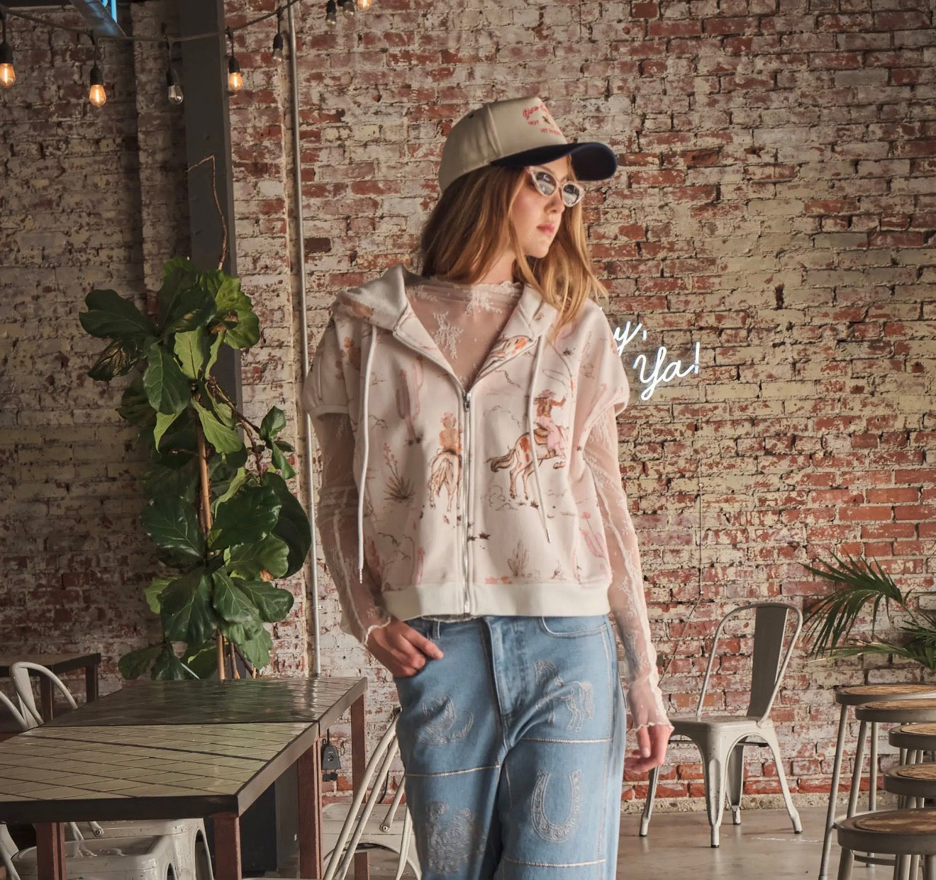 Printed French Terry Hoodie Vest
