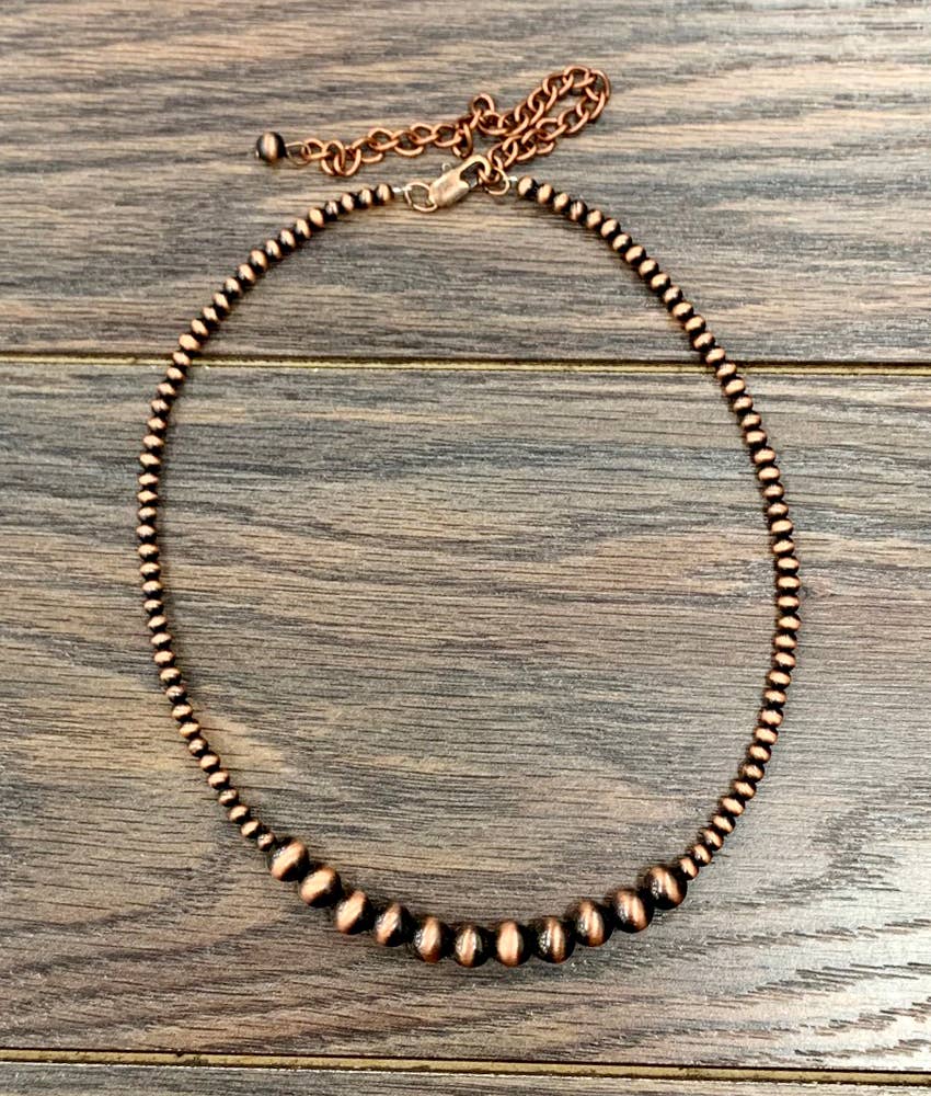 734101, Handmade 15" Copper Navajo Bead Necklace