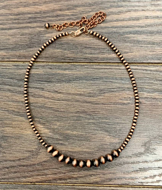 734101, Handmade 15" Copper Navajo Bead Necklace