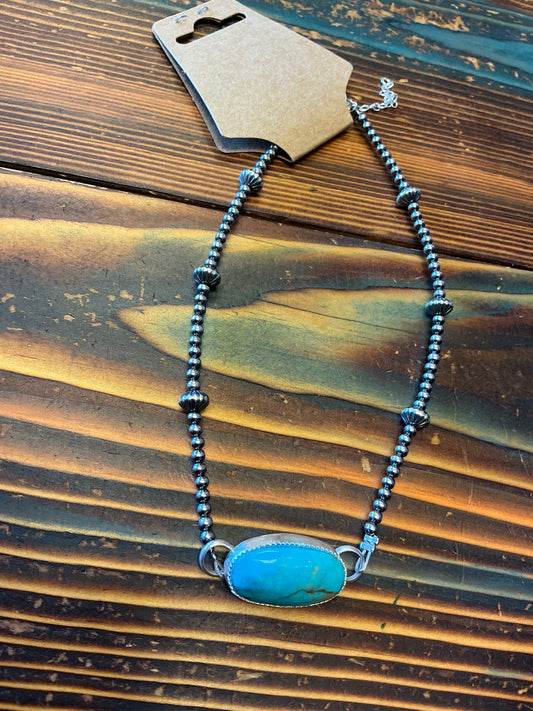 Sterling silver and turquoise choker 13” +  extender #2