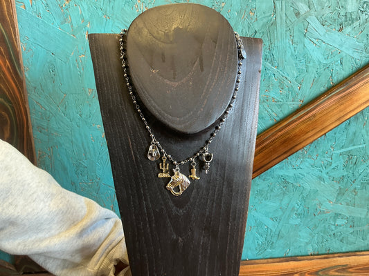 Silver saged charm necklace