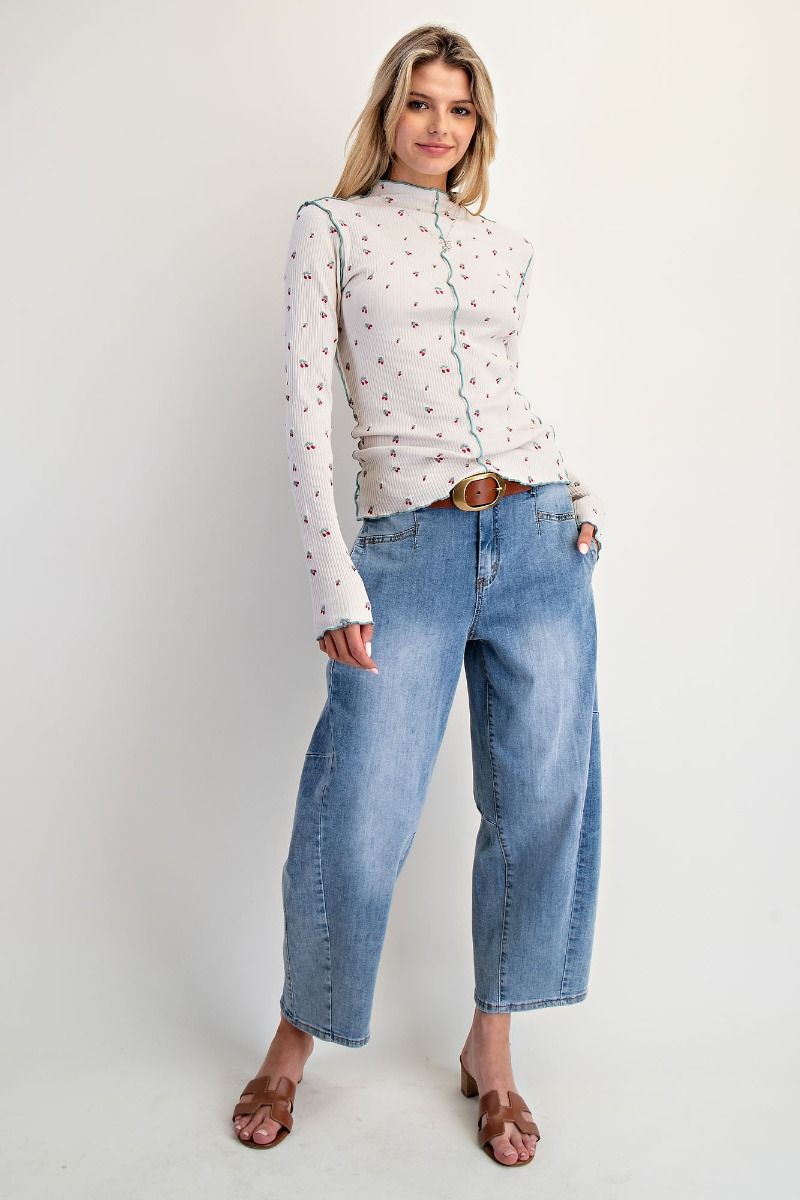 Cherry Embroidered Thermal Top