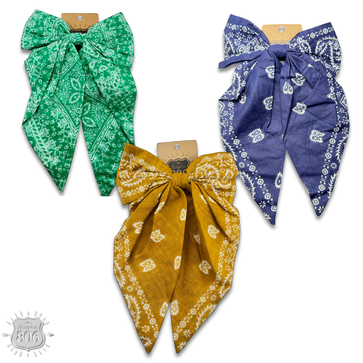 Western bandana print hair bow