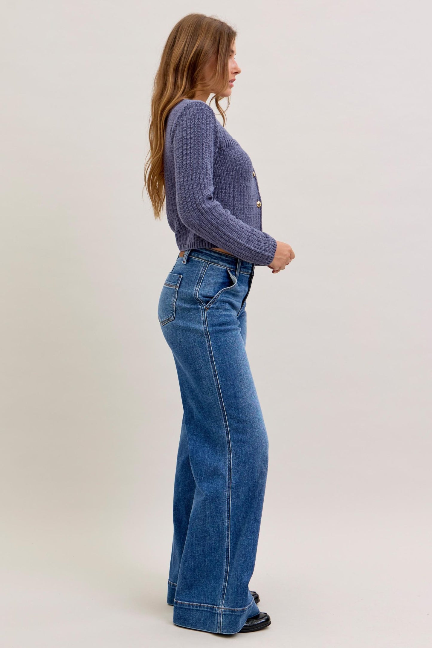 Judy Blue Mid Rise Trouser Retro Wide