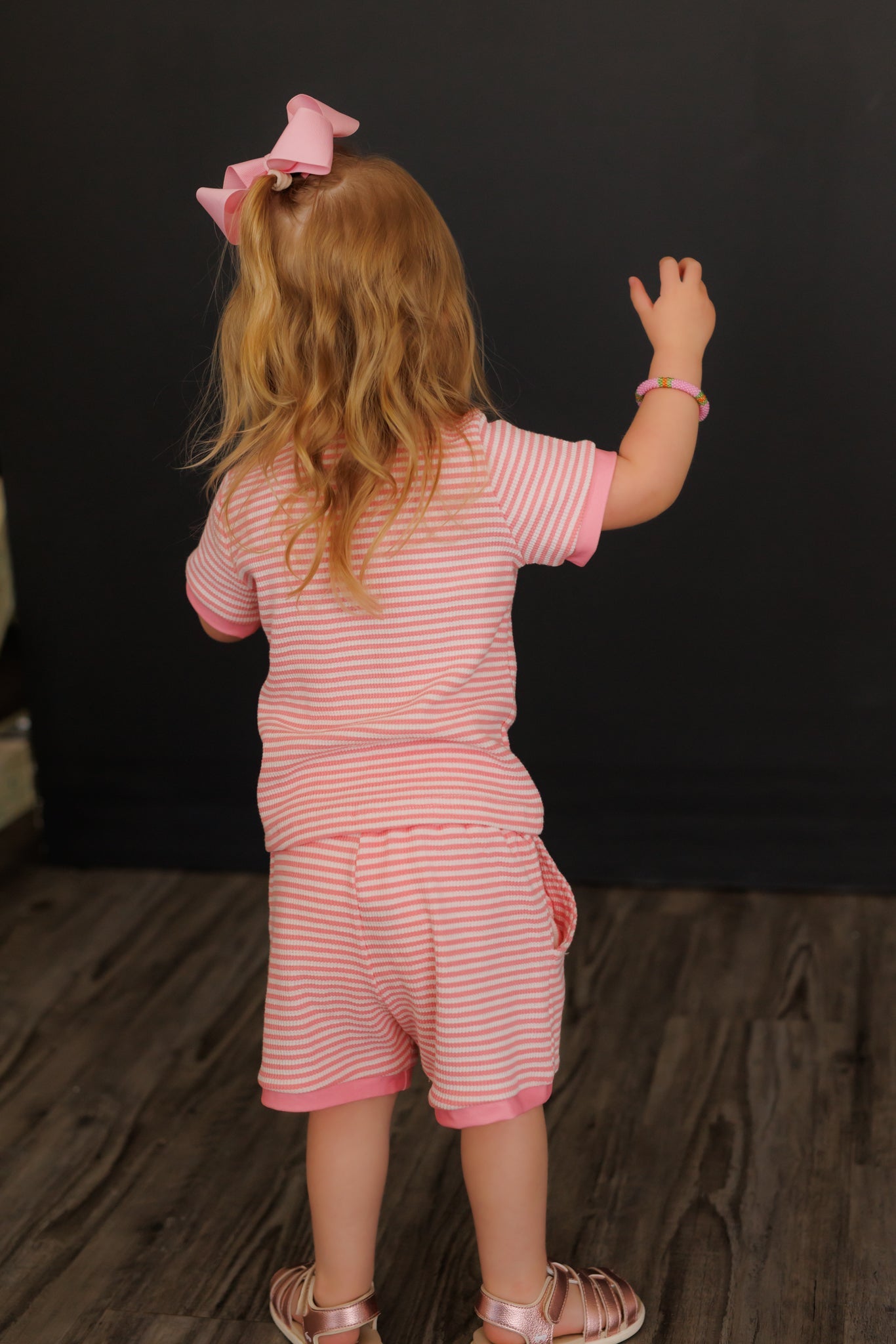 Pink Stripe Cow Boss Short Set