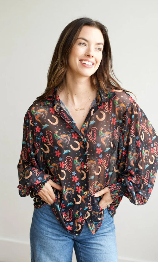 Black Horseshoe Blouse