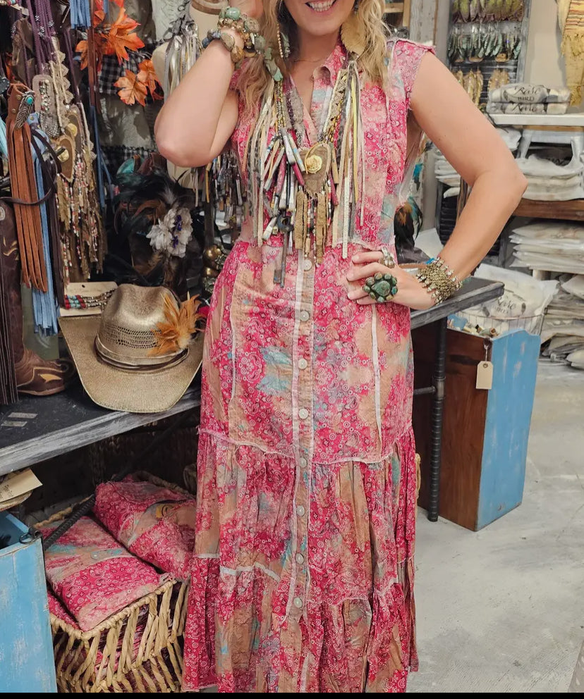 Vintage Distressed Bandana Dress/Duster
