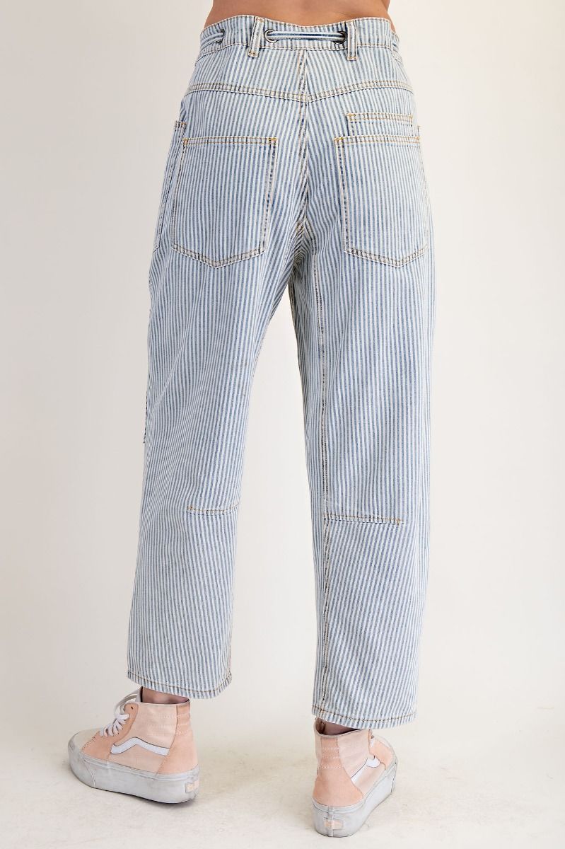 STRIPED WASHED TWILL PANTS