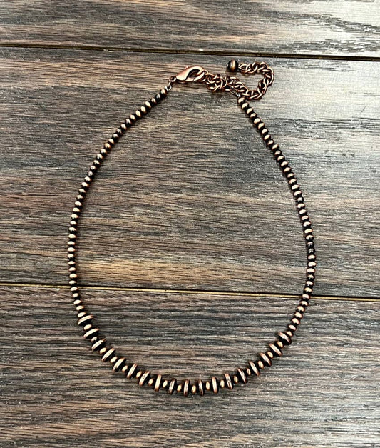 15" Copper Western Bead Necklace