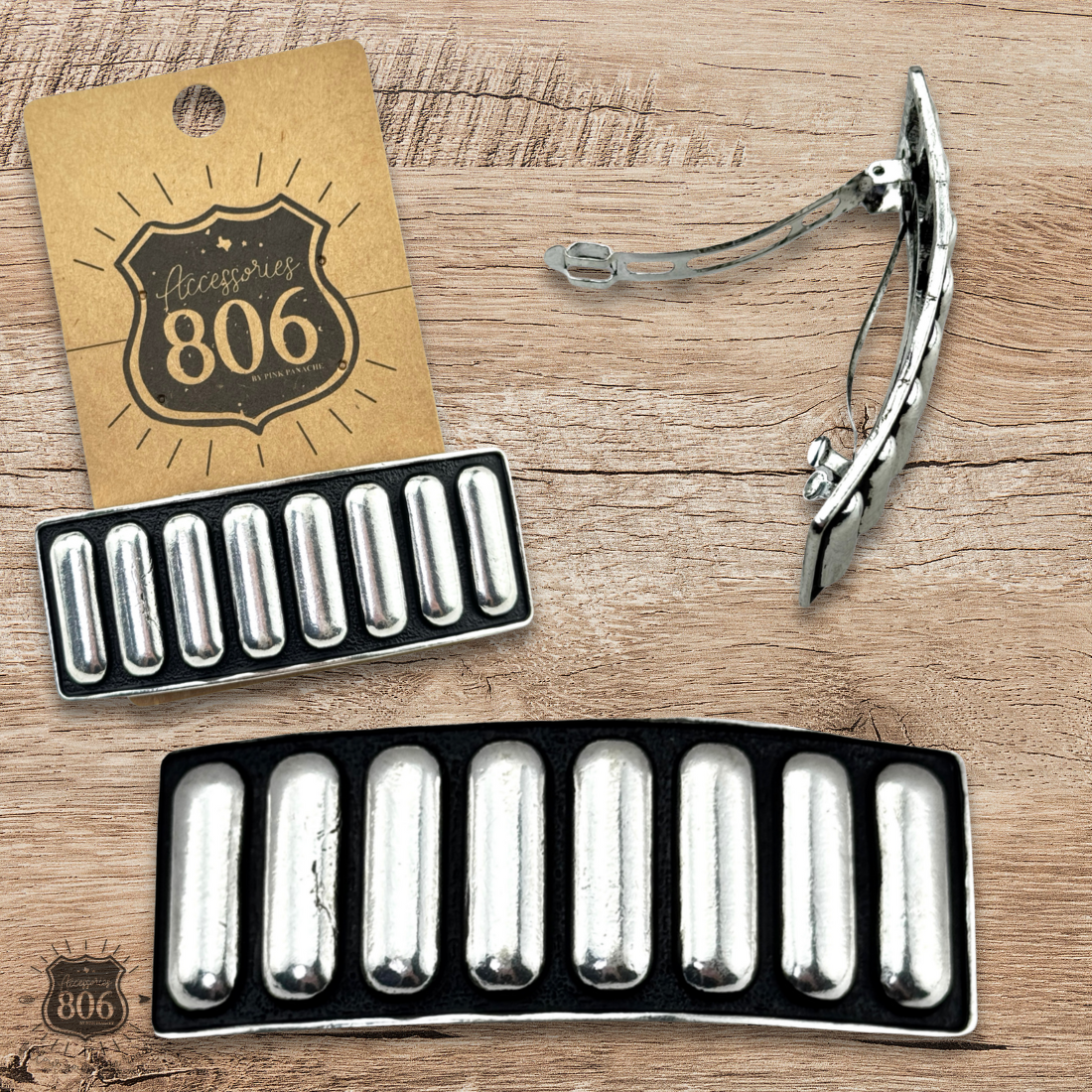 Western style hair clip with raised design