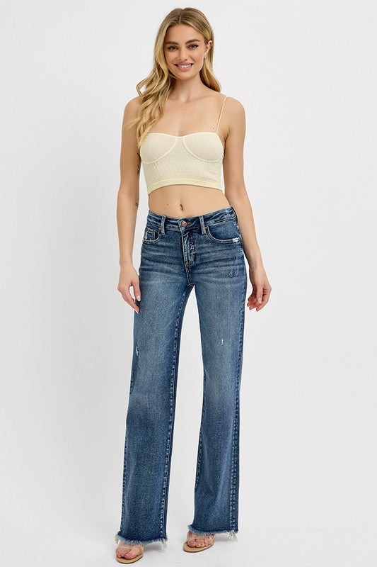 Risen Tummy Control High Rise Long Straight Jeans