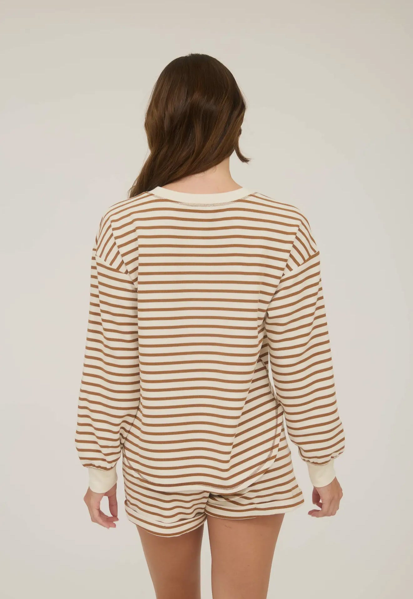 Stripe Henley Snap Button Long Sleeve
Knit Top