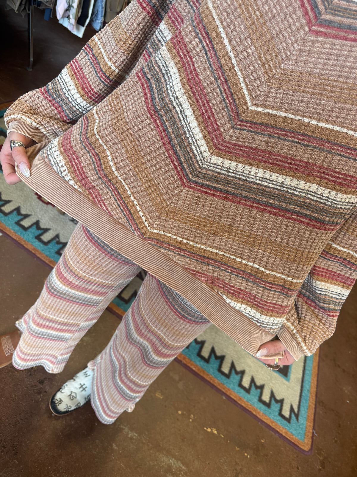 STRIPE THERMAL WASHED SET