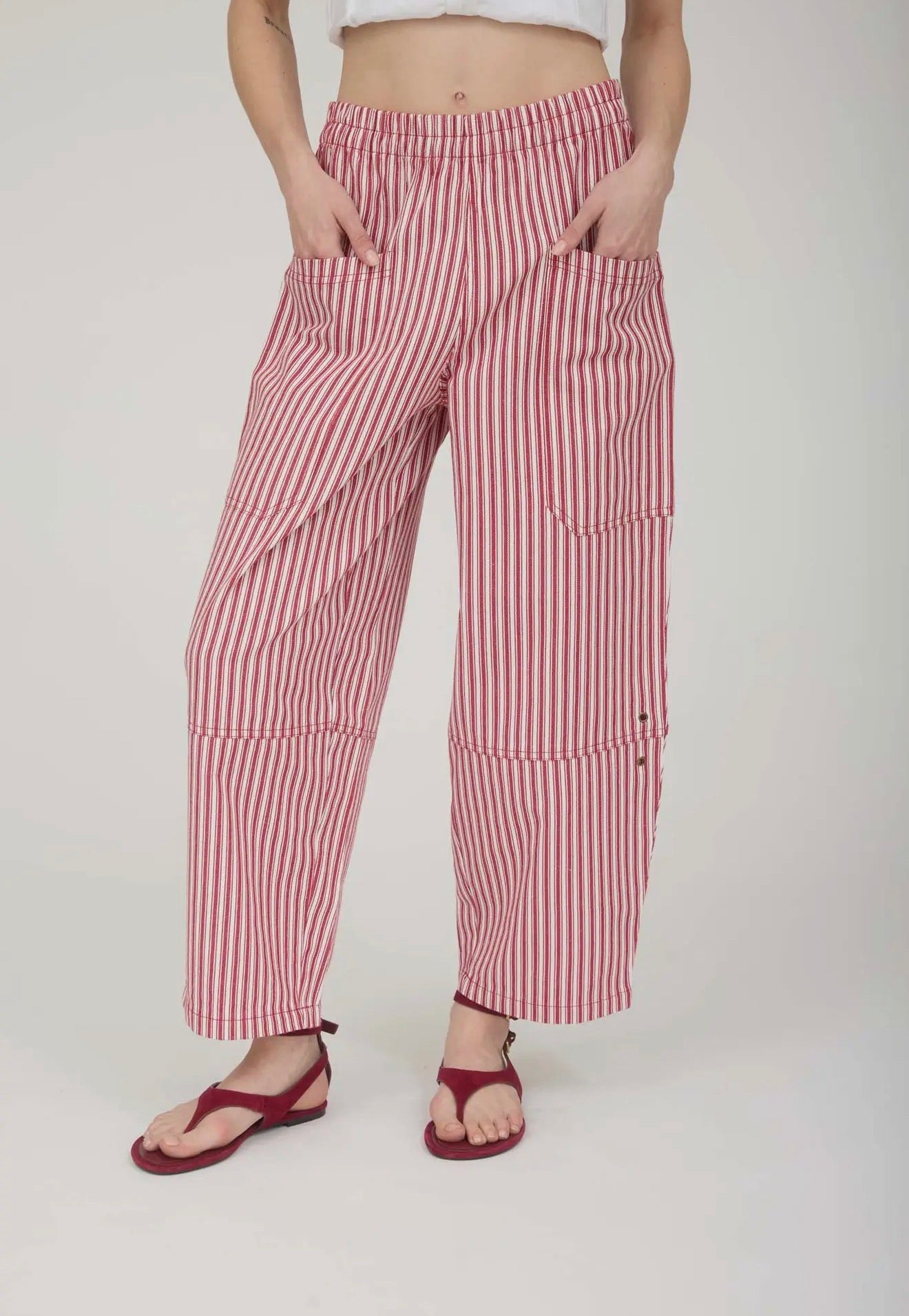 Stripe Pocket Detail Wide Leg Pants