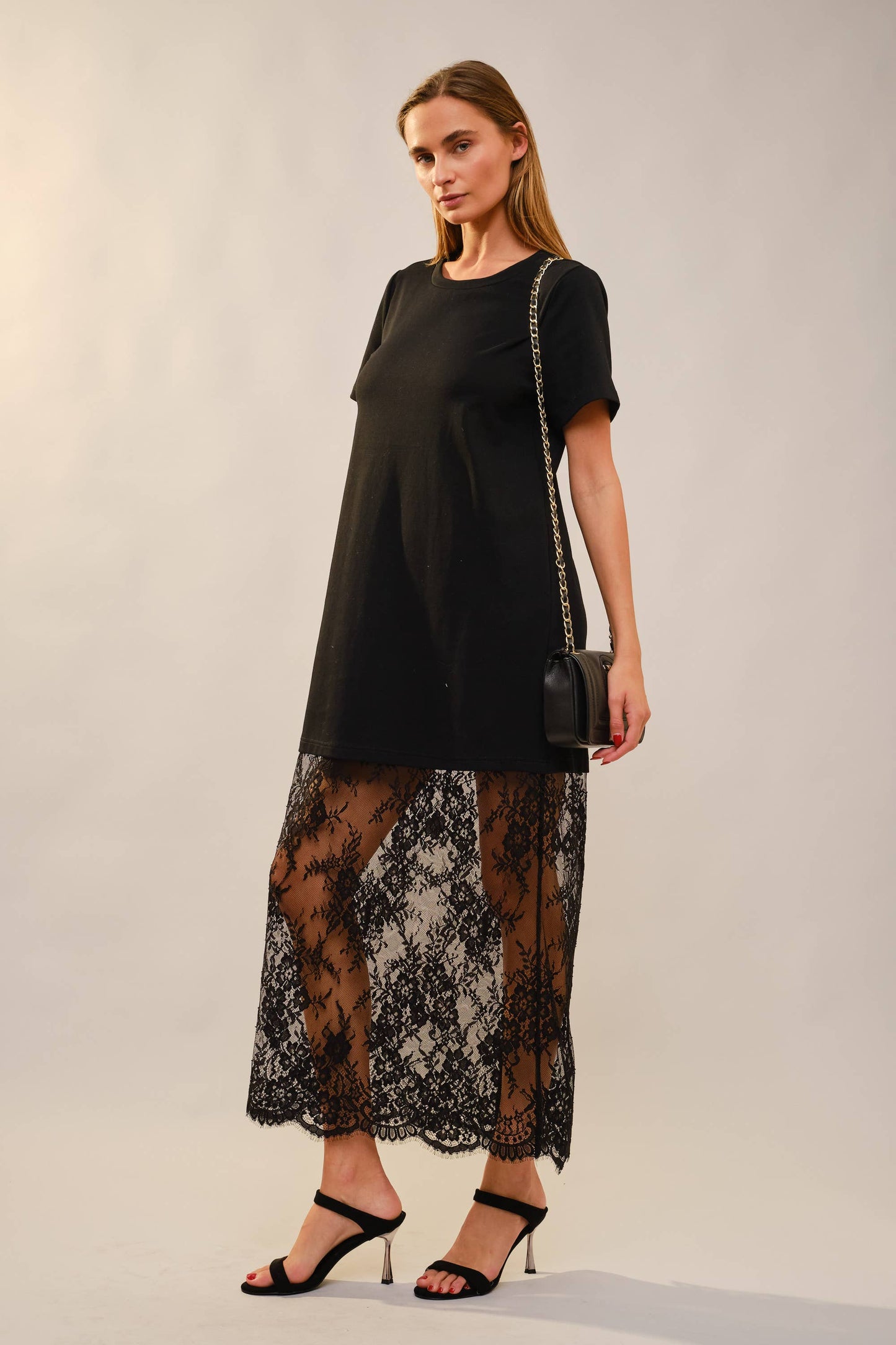 Lace Layered Midi Dress