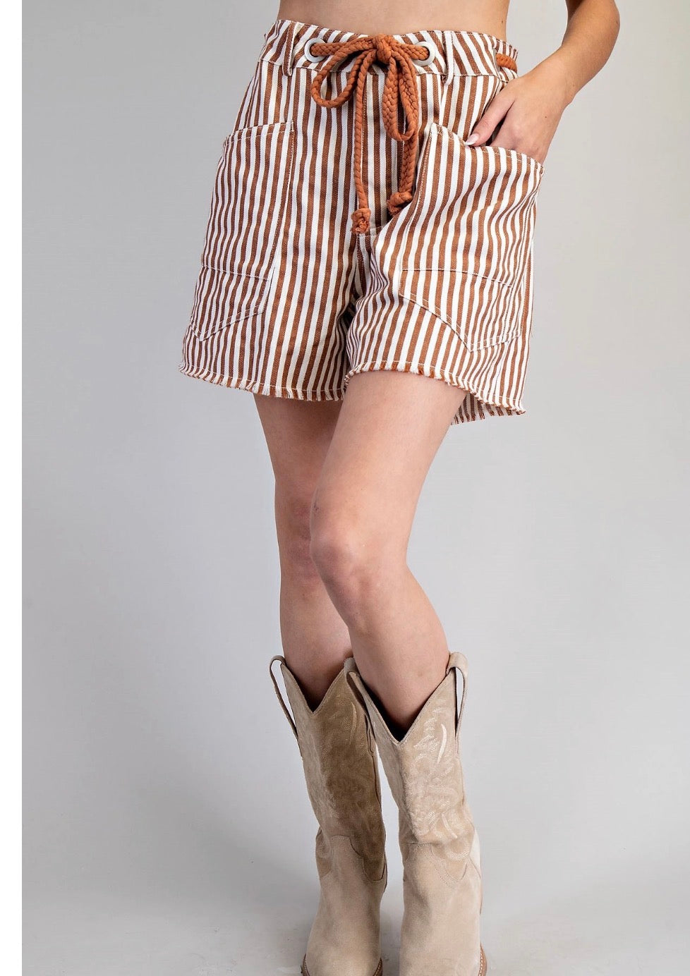 Mineral Washed Striped Shorts