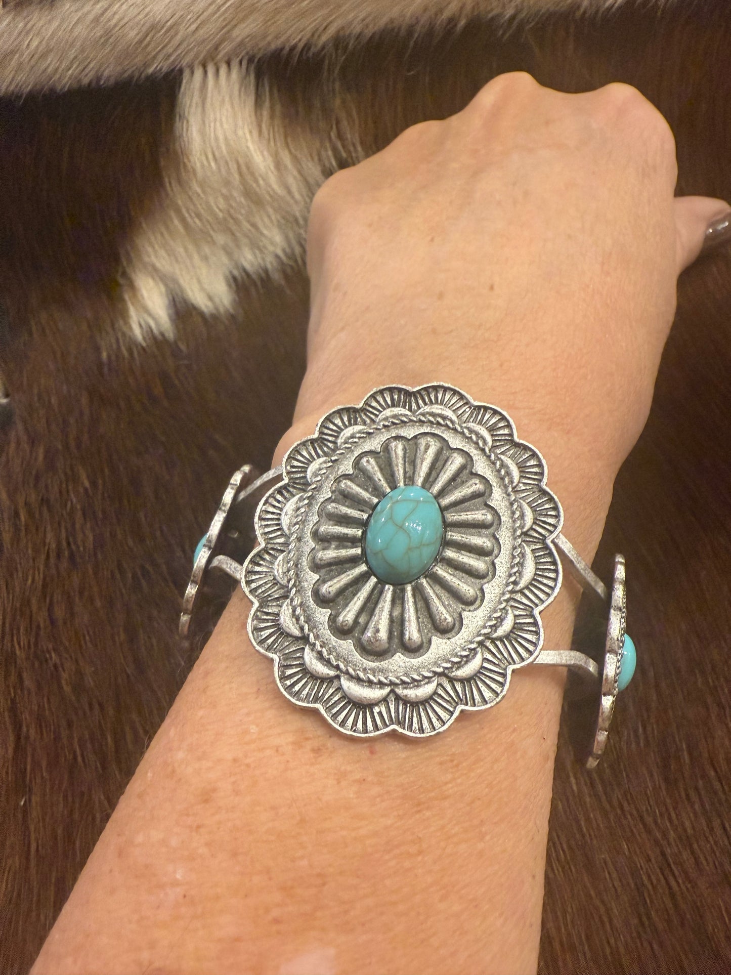 Turquoise Flower Concho Bracelet