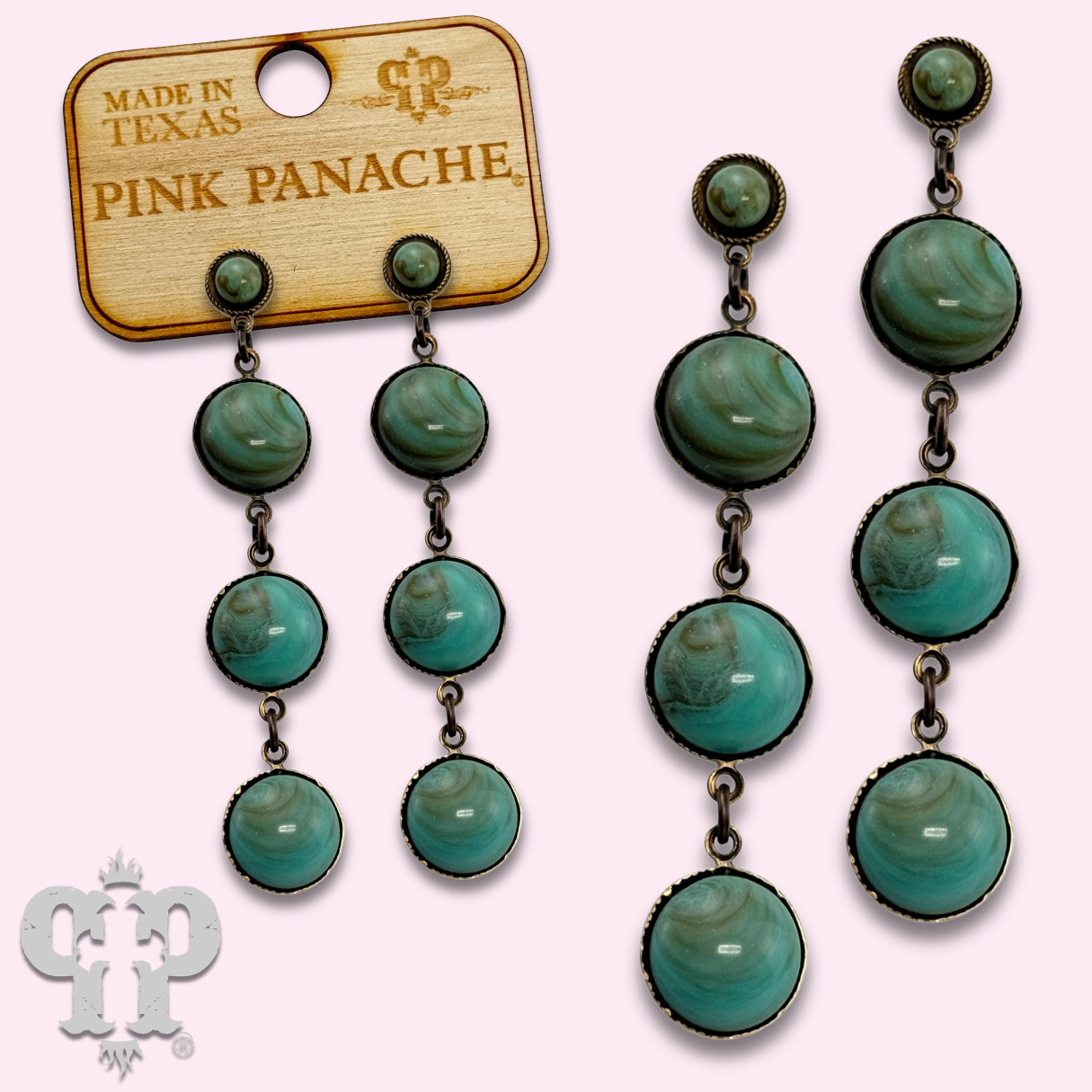 Turquoise cabochon drop earring
