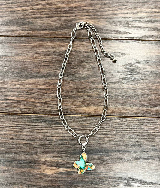 739393, Butterfly Gemstone Necklace