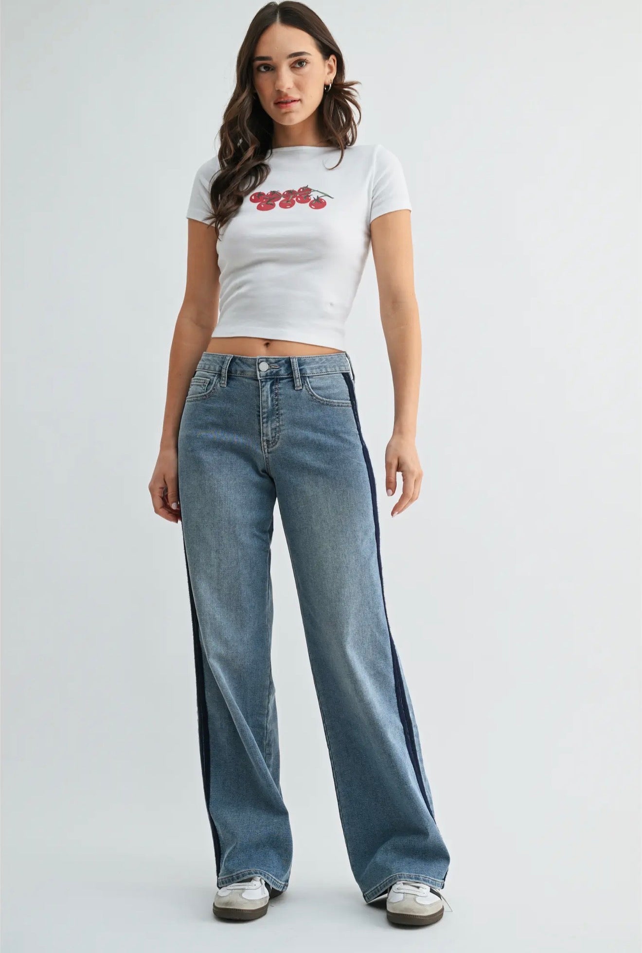 Mid Rise Sleek Tuxedo Sweat Pants -
Medium Denim