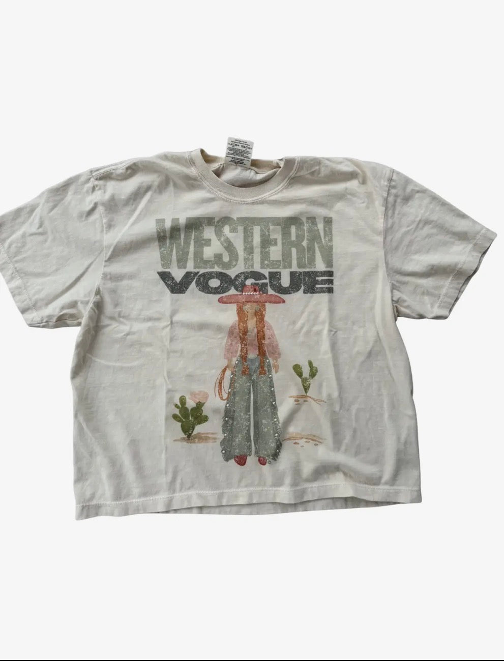 Cowgirl Kaki Cropped Tee