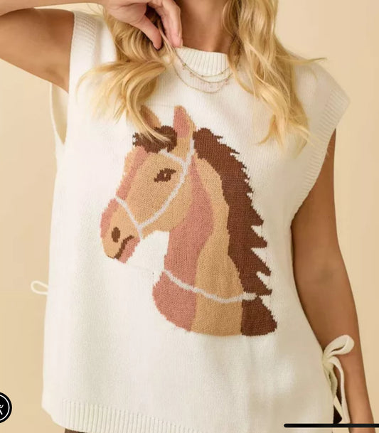 Western Horse Sweater Vest