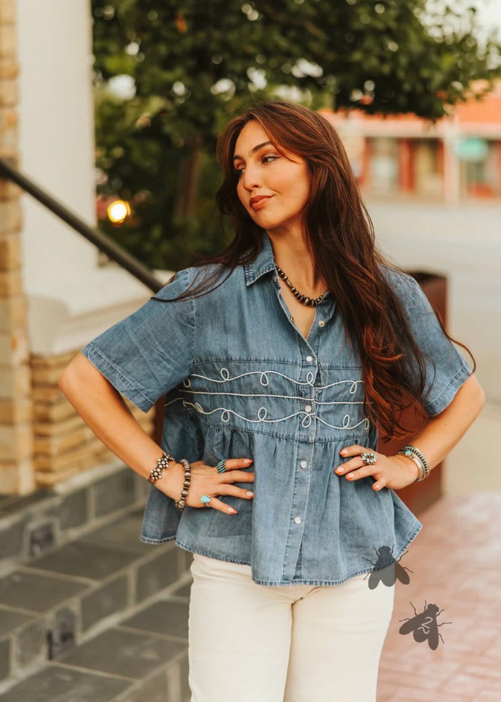 Loopty Lou Denim Top