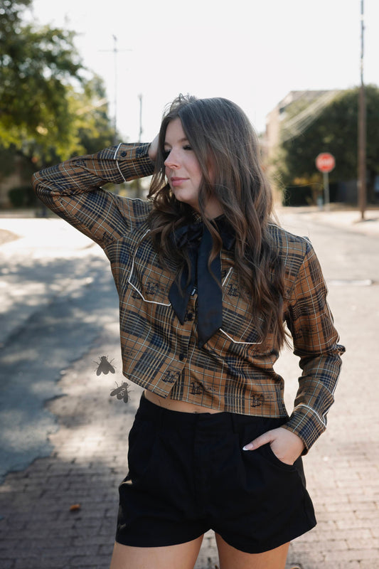 PLAID ROUNDUP TOP/JACKET