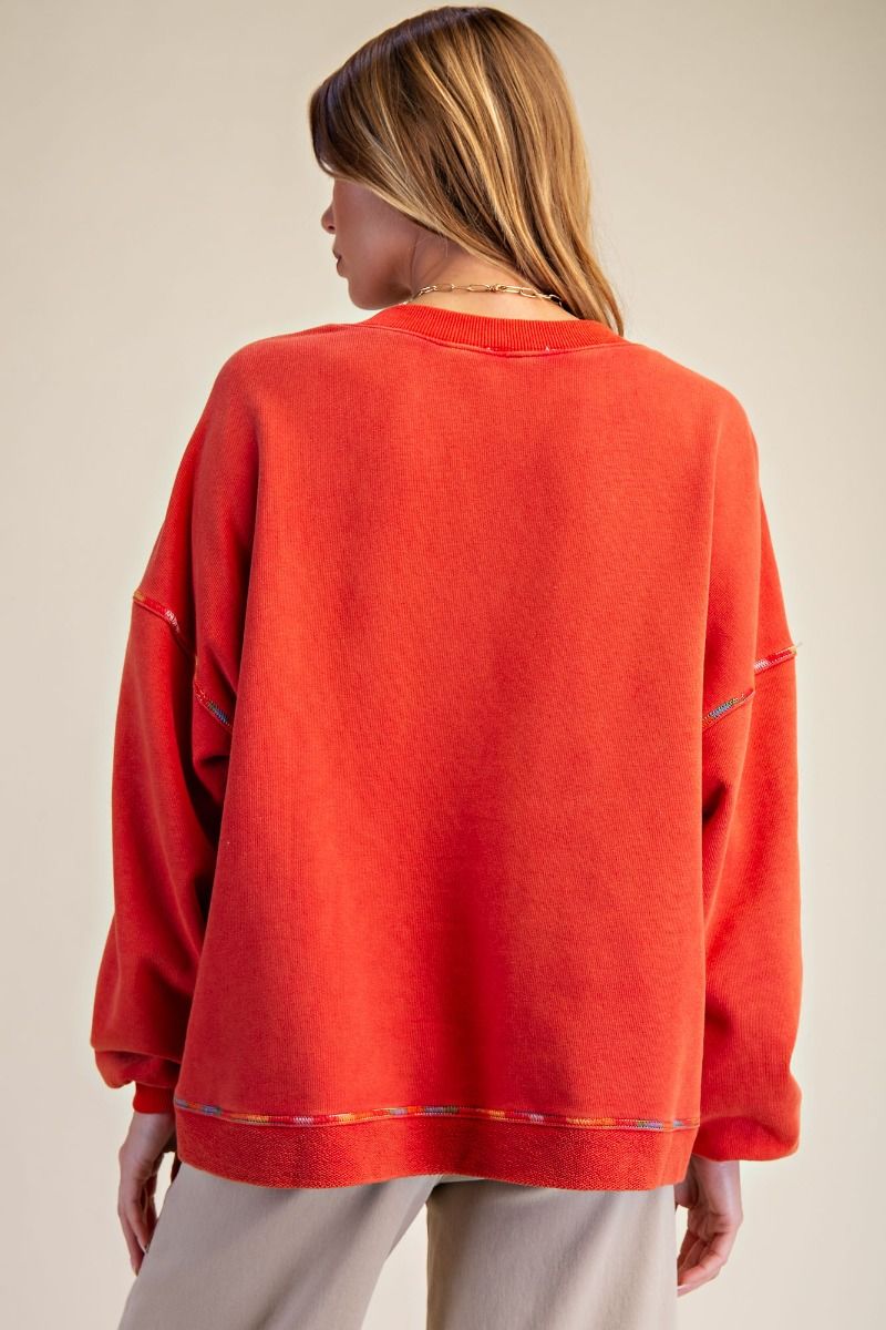 WASHED BUTTON DOWN TERRY CARDIGAN