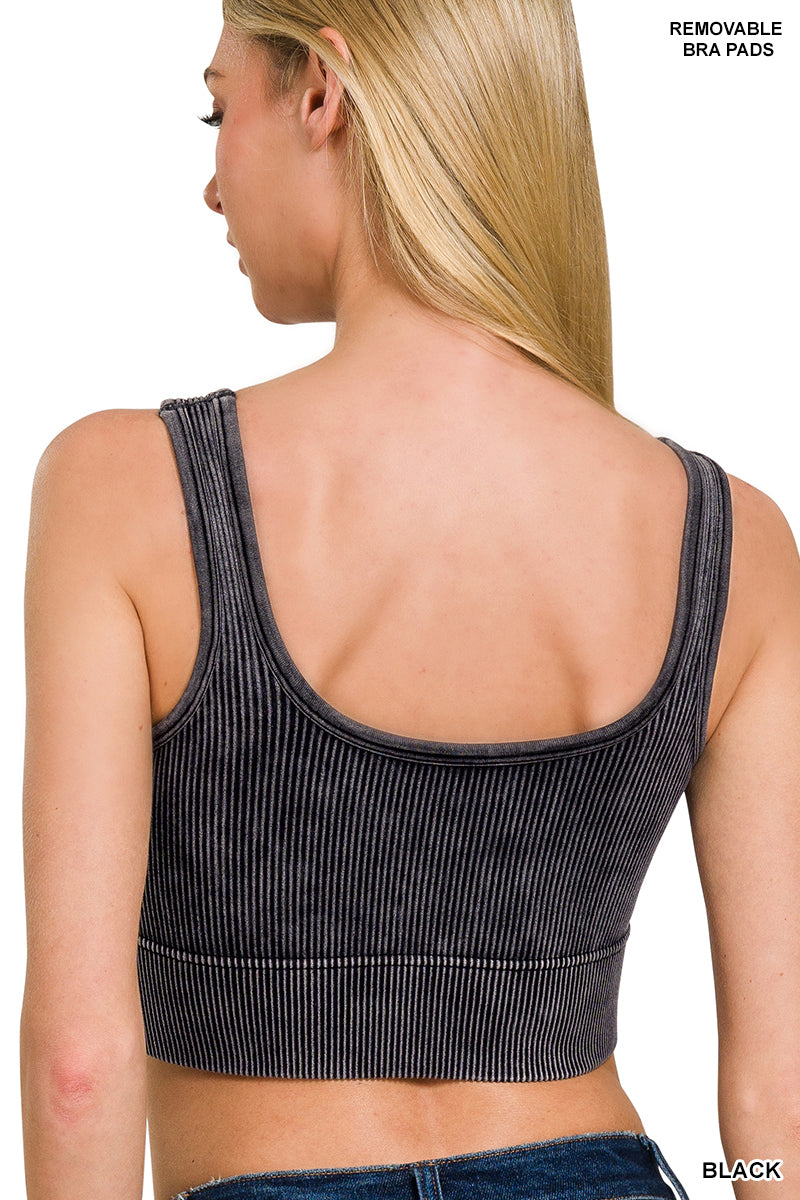 WASHED RIBBED SEAMLESS CAMI
WITH BRA PADS