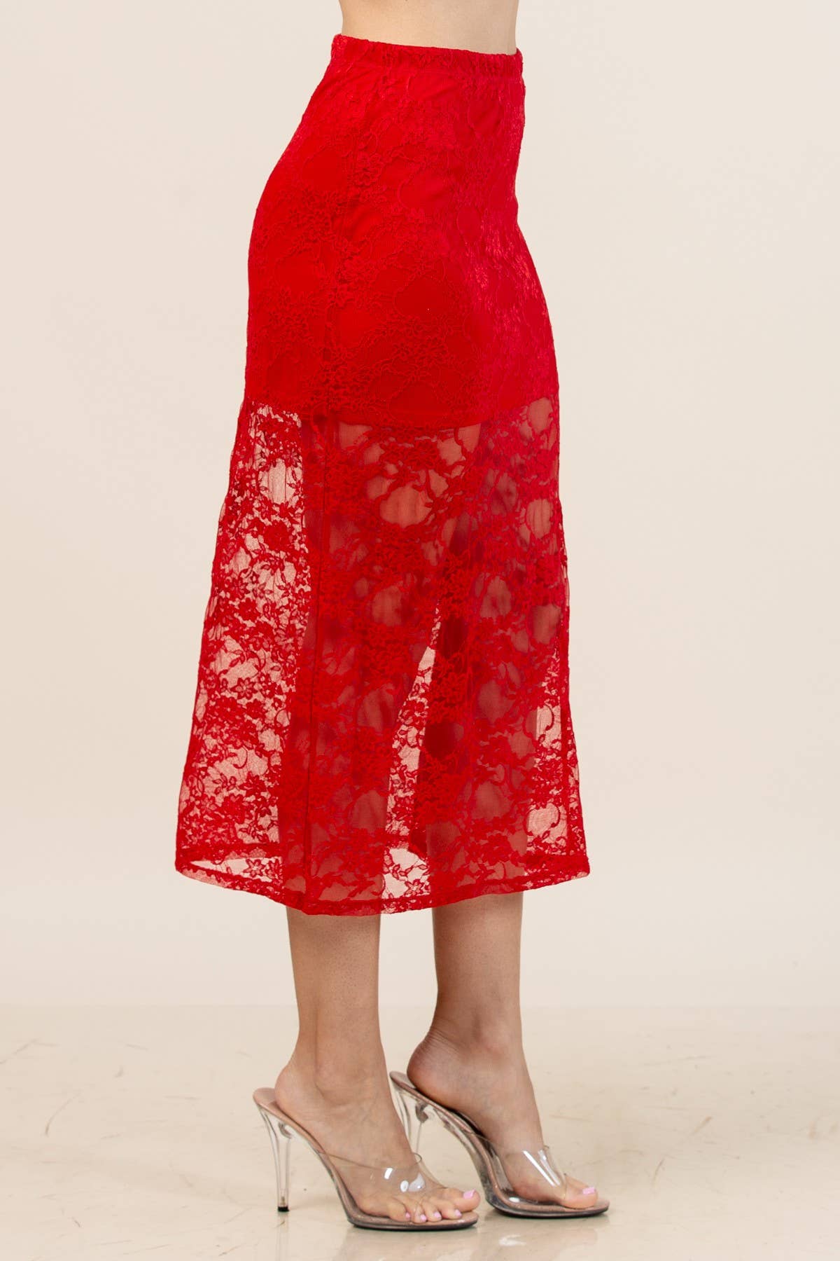 Camila-Camila Floral Lace Elastic Bend Skirt