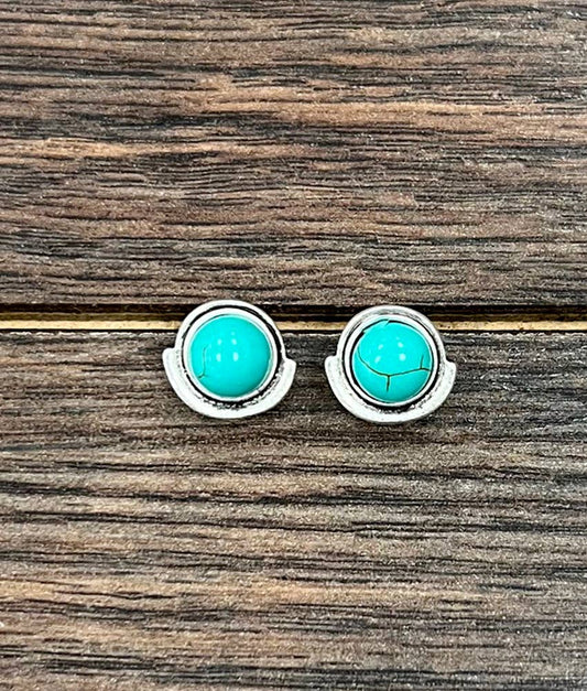 8mm Round Turquoise Stud Earrings