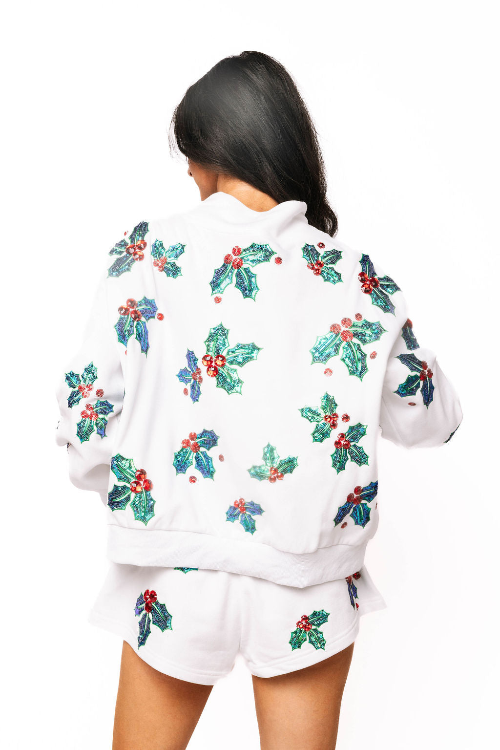 Queen Of Sparkles White Holly Card Logo Mockneck Sweatshirt
