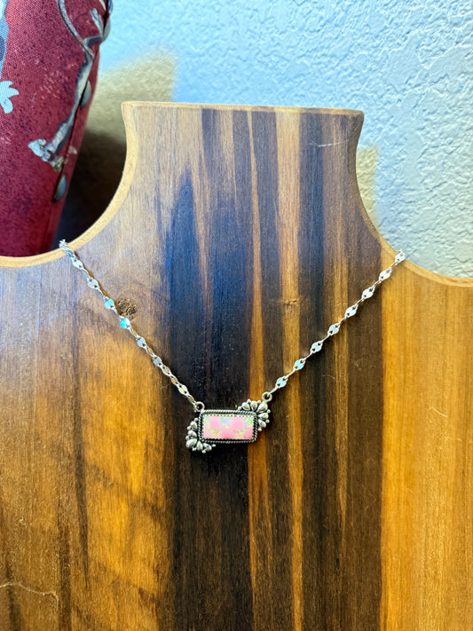 Pink Prairie Heirloom Sterling Silver Necklace