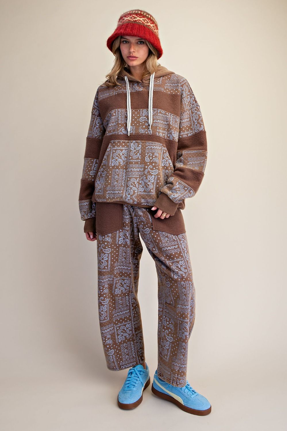 BANDANA PRINTED WASHED PULLOVER HOODIE
