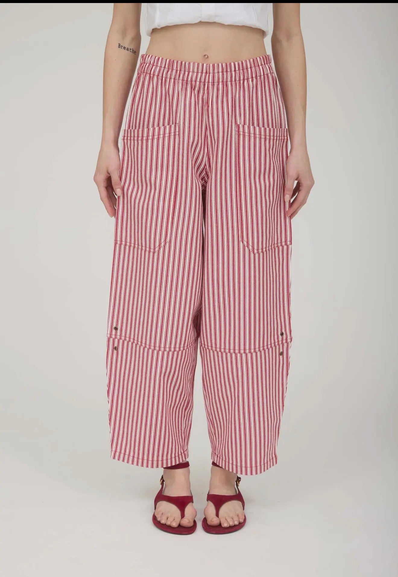 Stripe Pocket Detail Wide Leg Pants
